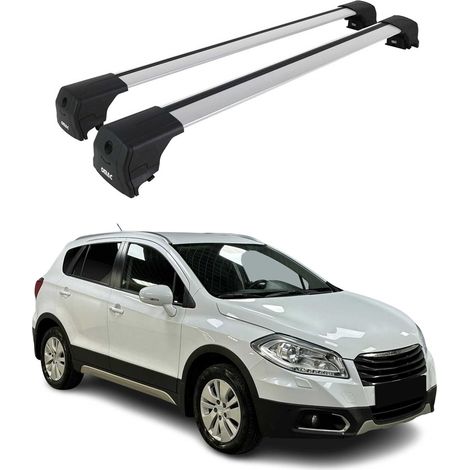 OMAC Barres de toit en aluminium pour Suzuki SX4 S-Cross II 2013-2021 – City Crash – ISO/PAS 11154:2006 – Antivol inclus – Charge max 75 kg – 2 barres Argent (1/5)