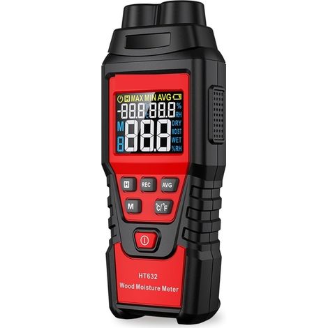 Humidimètre HT632 numérique bois humidimètre mur testeur d'eau humidimètre deux broches hygromètre béton ciment brique détecteur (1/5)