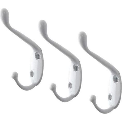 2X Crochet de Porte en Zinc Patère Murale Porte Manteau-Blanc (1/2)