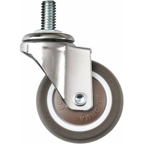 NALOOKAMIC Lot De 4 Roulettes Pivotantes Pour Meubles - M6 X 15 Mm - Avec Filetage De 25 Mm - Caoutchouc Souple - Filetage Tpe - Mini Roulettes De Meubles (25 Mm) (1/3)
