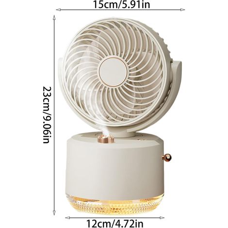 mini ventilateur portable,Lames d'ailes bioniques,pulvérisation,Veilleuse,3vitesse,Port Type-C,Vacances à domicile,blanc cassé (1/4)