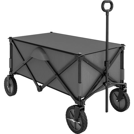 Chariot de jardin pliable avec bâche amovible, poignée télescopique et inclinaison réglable – 5 sacs, 108 x 55 x 93 cm, gris foncé (1/5)