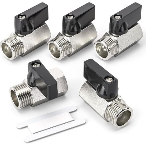 5 pièces 1/2 "BSP femelle x mâle nickelé laiton Mini vanne à boisseau sphérique
