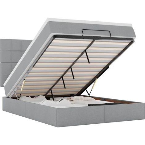 Maison Exclusive - Estructura cama otomana colchón tela gris clar