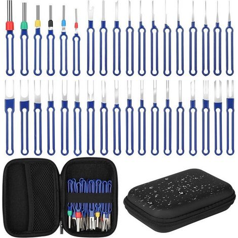 Lot de 36 outils de démontage pour terminal de voiture, goupille de démontage pour contacts ronds plats, kit d'outils de retrait de terminal pour la plupart des connecteurs (avec boîte) (1/5)