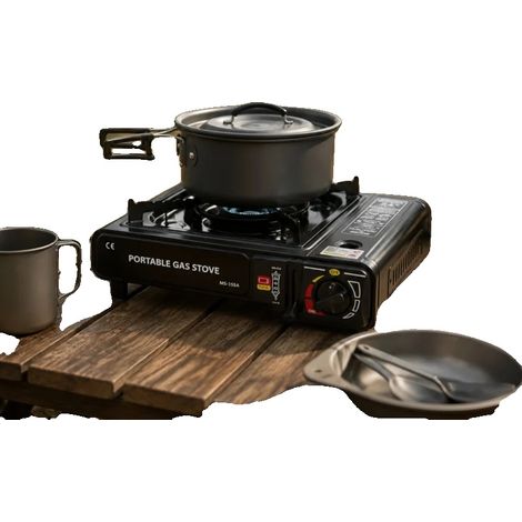 Cocina de gas, construcción metálica, diseño compacto y portátil, quemador ajustable sencillo, opciones de cocción versátiles, control de llama fácil. (1/5)