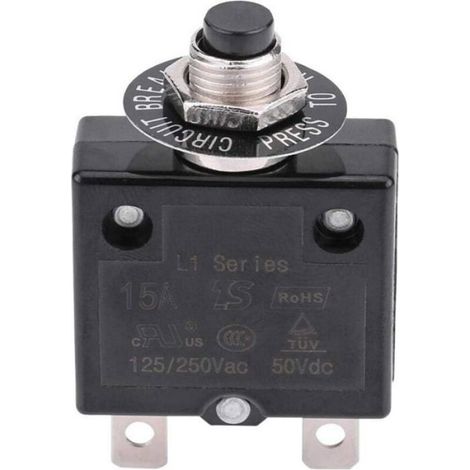 Disjoncteur thermique manuel - - Réinitialisation manuelle - 15A - Compact - Plastique durable (1/4)