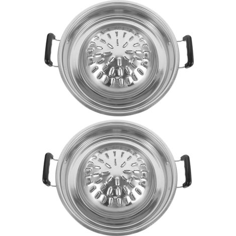 Lot de 2 assiettes rondes coréennes pour churrasco, idéales pour griller la viande, utilisables en extérieur et en intérieur.