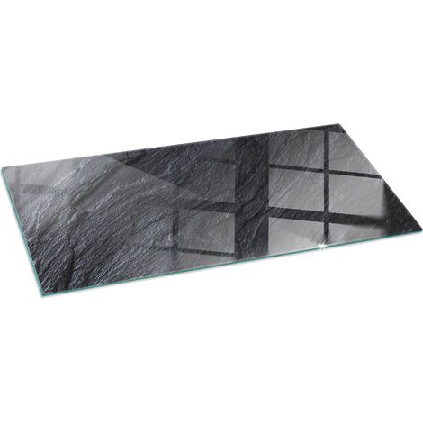 Plaque de protection de sol en verre trempé pour cheminée ou poêle à bois pare-feu contre les étincelles Texture surface pierre 125x50 cm (1/5)