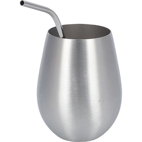 Gobelet à bière en acier inoxydable 304 avec paille, 500 ml, idéal pour bar et maison, couleur acier inoxydable