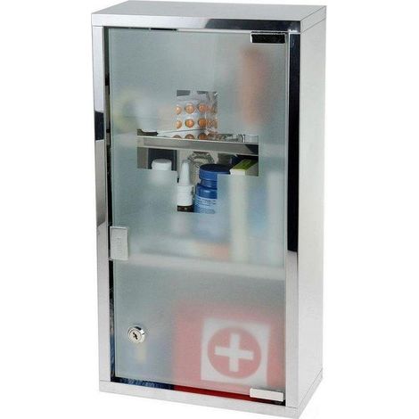 Excellent-houseware Armadio Farmacia da Parete Cromato 25x12x48 cm