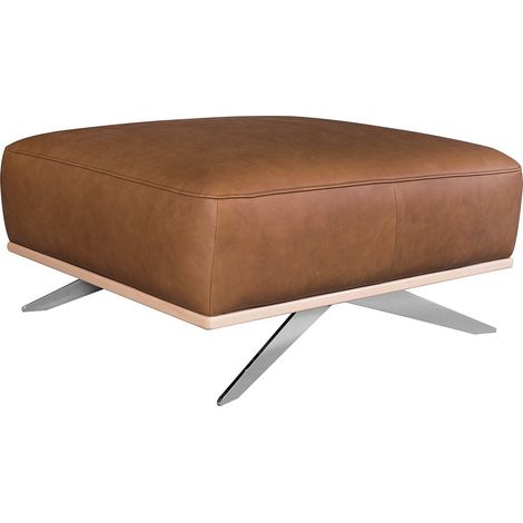 Pouf PORTO en tout cuir italien haut de gamme vachette, coloris marron cognac (1/4)
