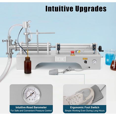 Machine de remplissage de pâte de remplissage de pâte de miel pneumatique automatique en acier inoxydable 304 Machine de remplissage liquide Shampoing cosmétique 100-1000ML, la vitesse de remplissage (1/5)