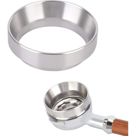 58-mm-Espressotrichter mit Magnetring für gemahlenen Kaffee, Pulverspender kompatibel mit tragbaren Filtern, 3er-Set, silber