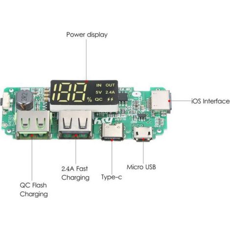 Module Batterie Externe - 5 V 2.4 A Double Sortie USB - Pour Montage DIY Sur PCB - Alimentation Électronique Portable - 5 Pièces (1/5)