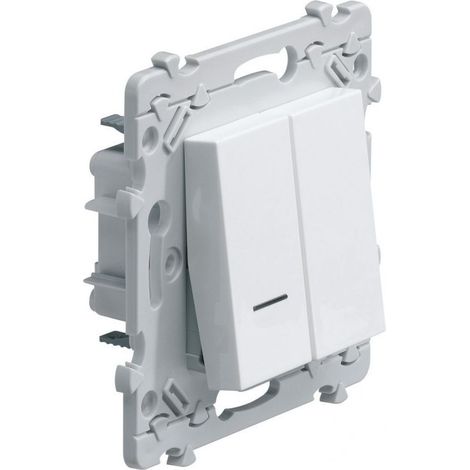 Double interrupteur va-et-vient ou bouton poussoir – Voyant lumineux optionnel – Installation encastrée – Compatible avec plaques Hager Essensya (1/4)