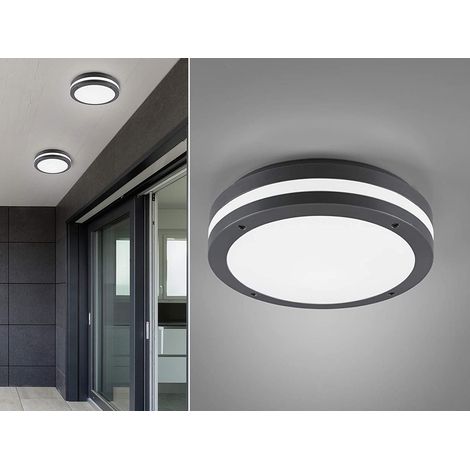 Runde LED Außendeckenleuchte Wandlampe 2er Set in Anthrazit (1/5)