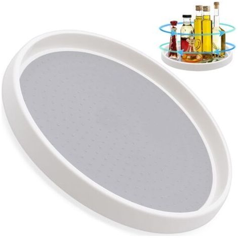 Plateau Tournant Epices, Plateau Tournant Epices Rangement, Étagère à Épices en Plastique Antidérapant pour Cuisine Réfrigérateur Armoire e Bain Rangement (30cm) (1/5)