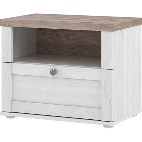 Table de chevet 1 niche 1 tiroir en décor chêne blanchi – ANGELE (1/5)