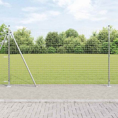 Zaun mit Pfosten Silber 1,4 x 10 m Stahl