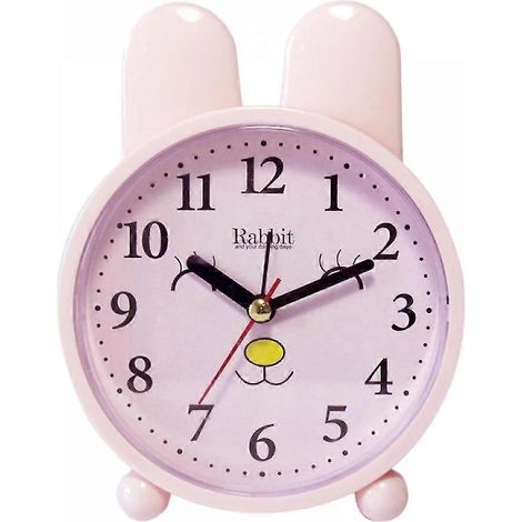 Réveil enfant Saytay, réveil dessin animé petit lapin, horloge de bureau décorative pour enfants et étudiants (rose sans motif) (1/5)
