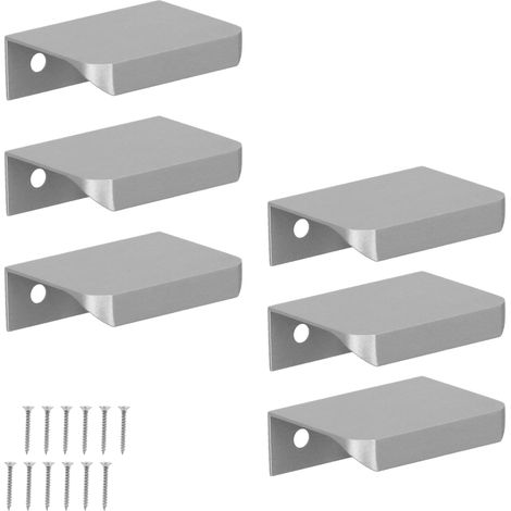 Poignées de meubles modernes à bord argenté mat 32/52 mm, lot de 6 (1/5)