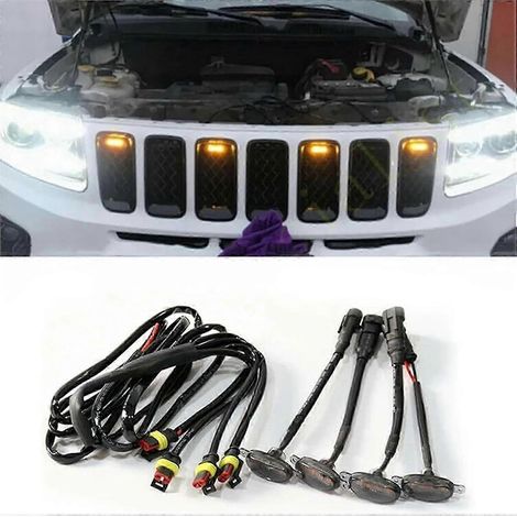 4-in-1-LED-Kühlergrillmarkierungsleuchten in Bernstein, getönt, wasserdicht, für LKW-Frontgrillbeleuchtung