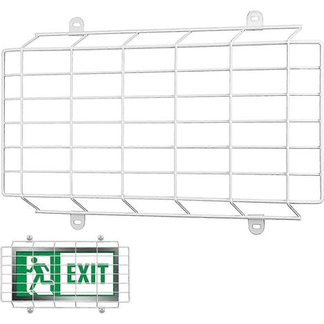 Ensemble de quatre protections métalliques en treillis pour éclairage de secours, adaptées aux cinémas et aux lieux publics. (1/5)