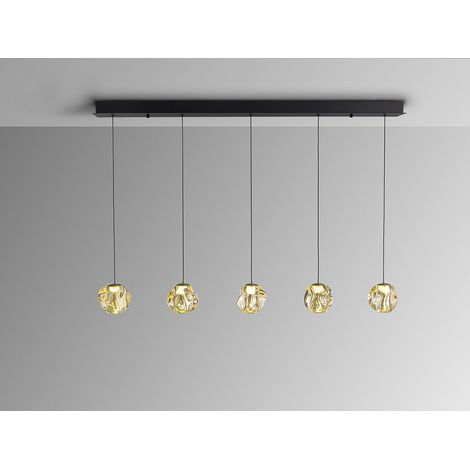 LÁMPARA DE TECHO ALARGADA ZARIA NEGRO/BRONCE/AMBAR DIM 5L (1/3)