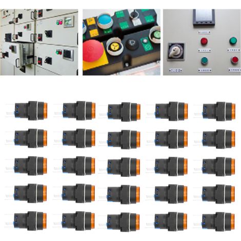 BERM/BEM-LA16-11DS-Y Miniatur-Drucktaster, rund, 16 mm, sofort reagierend, selbstverriegelnd, mit Kontrollleuchte, 24 V, 25er-Packung, gelb (1/5)