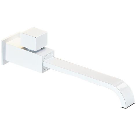Robinet de Buanderie Monté au Mur , Bec Long Rotatif 180° pour Évier de Service et Bac à Laver, Laiton Massif Épais, Finition Blanc Ivoire, Eau Froide Uniquement