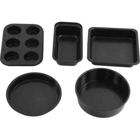 1 Set 5 Pièces Ustensiles de Cuisson en Acier Antiadhésif pour Four - Plaque à Pizza et Moules à Pâtisserie (1/5)