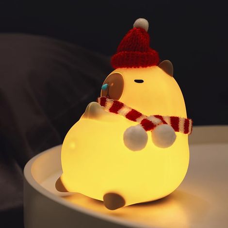 Veilleuse LED Bébé Silicone Capybara Rechargeable - Fonction Minuterie, Lampe Chevet Enfant, Idée Cadeau Déco Chambre Bébé Sécuritaire et Douce (Modèle B) (1/5)