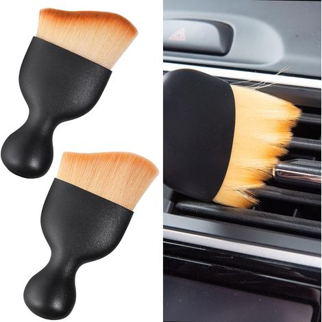 Lot de 2 brosses douces pour nettoyage intérieur de voiture - Élimine la poussière et les cendres - Brosses de nettoyage denses en fibres fines (1/5)