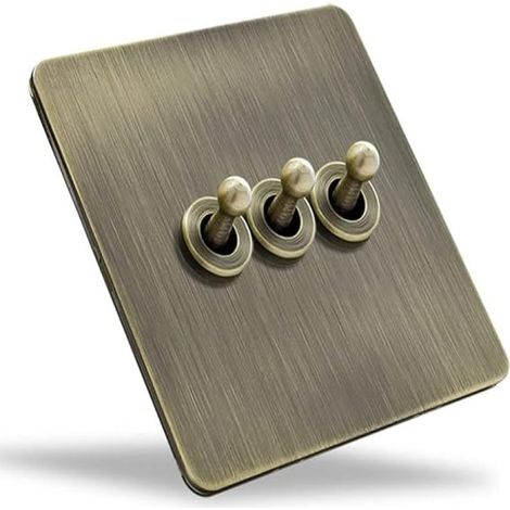 Retro-Drehschalter aus gebürsteter Bronze, Steckdose, Edelstahlblende, elektrischer Schalter Typ 86 (drei offene Ausführungen) für Heimwerkerarbeiten