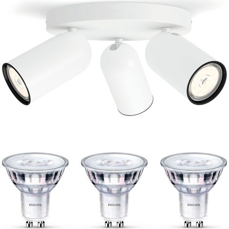 Philips Pongee Spot en saillie à 3 points lumineux GU10 (Blanc) - Philips LED GU10 50W Scene Switch (1/5)