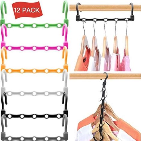 Porte-manteaux, 12 cintres magiques cintres de rangement antidérapants et coupe-vent (couleur aléatoire) (1/4)