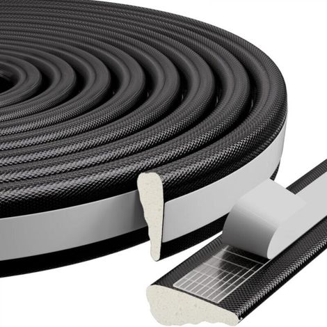 Black weatherstripping for doors and windows, 3 meters each, soundproof and windproof, foam seal. (1/5)