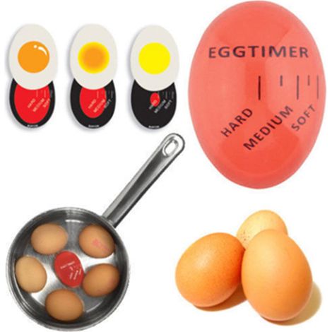Minuteur œuf changeant de couleur, cuisson œufs durs ou mollets, minuteur de cuisine en résine (1/5)
