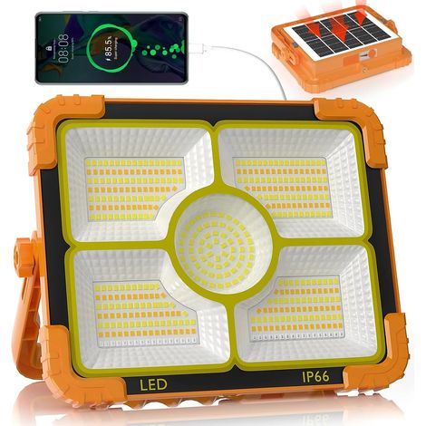Projecteur LED rechargeable magnétique solaire 100 W 10000 lm USB (1/5)