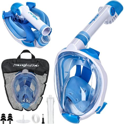 Maschera subacquea integrale per bambini, antiappannamento - blu