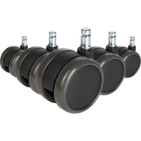 [NEUWERTIG] B-Ware hjh OFFICE Rollen Doppelrollen Stuhlrollen Hartböden 10mm 65mm Schwarz 5er100 (1/2)