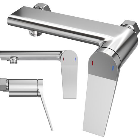 Mitigeur douche murale SELVA en finition chromée - design moderne avec raccord pour flexible, entraxe de montage 150 mm (1/5)