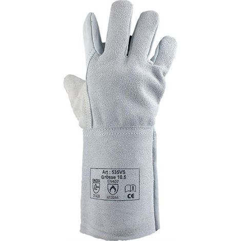 Guantes para soldar talla 10.5 color natural flor vacuno / serraje 12 PA (Por 12) (1/4)