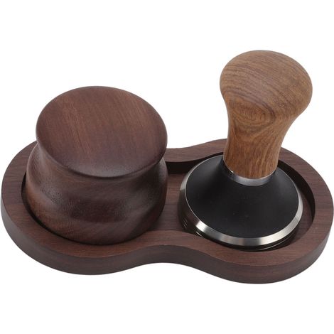 Kit de Tampage Café Marteau en Noyer et Acier Inoxydable avec Base Universelle pour Cuisine 51mm/2in (1/5)