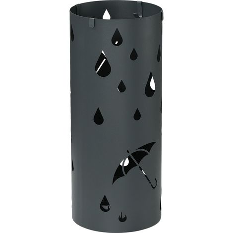 Schirmständer Regenschirmständer mit 4 Haken und abnehmbarer Tropfschale Schirmhalter für Gehstöcke & Regenschirme Stahl Ø17 x 41 cm Dunkelgrau Aosom