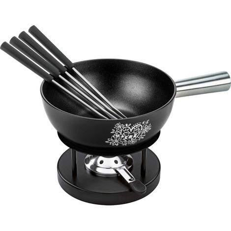 KUHN RIKON 32275 Set per fonduta di Formaggio Alpenliebe, 22 cm, Nero, a induzione, Alluminio (1/5)