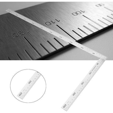 L-förmiger Winkelmesser, 90°-Winkelmesser, Stahlwinkelmesser, Edelstahl-Winkelmesser für Schreiner, für Ingenieure, Schreiner und Handwerker, 250 x 500 mm (1/4)