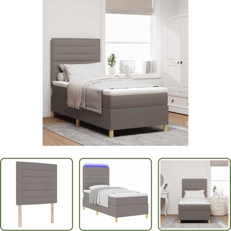 Lits LED - Lit à ressort LED avec matelas Taupe 80 x 200 cm tissu (1/5)