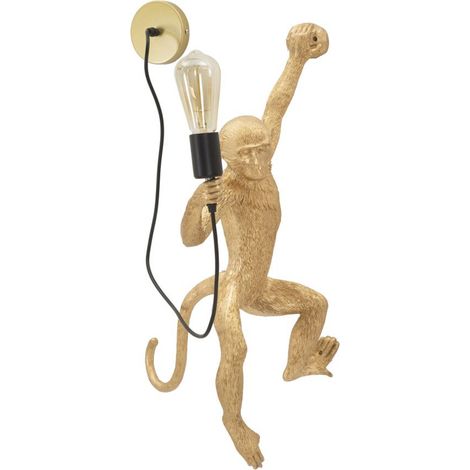 Applique da parete Monkey in polyresin oro a forma di scimmia arrampicata